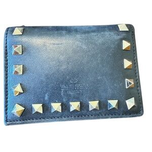 Valentino Garavani Black Wallet with Gold Studs